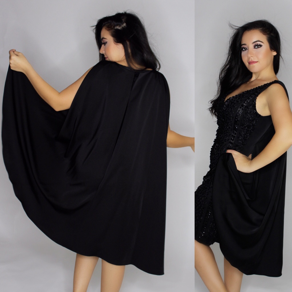 Black Little Dressw/ Cape By Tony Bowls